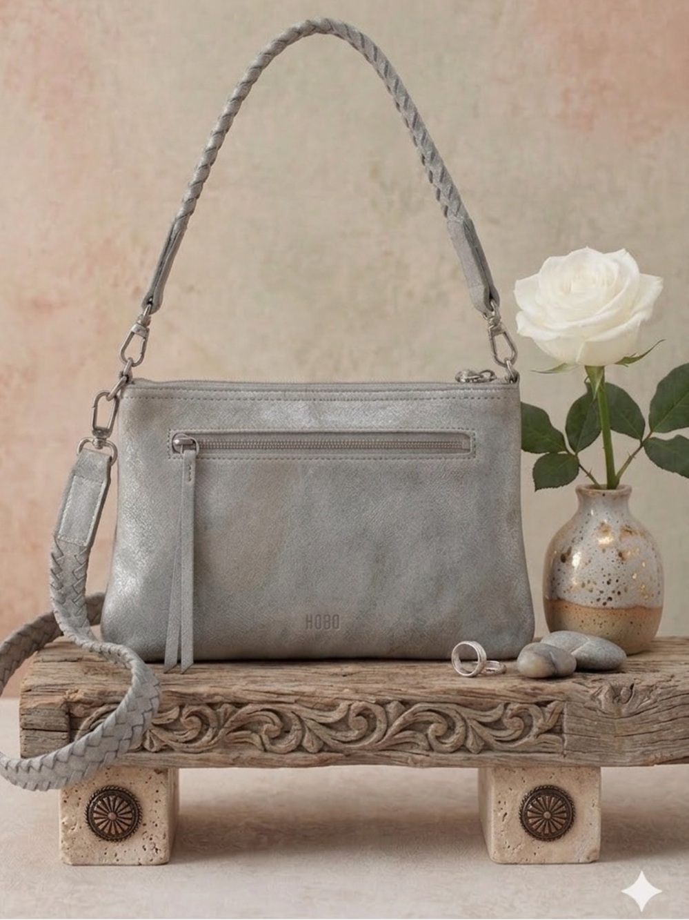 HOBO Darcy 3-in-1 Leather Crossbody RARE COLOR-Misty Harbor